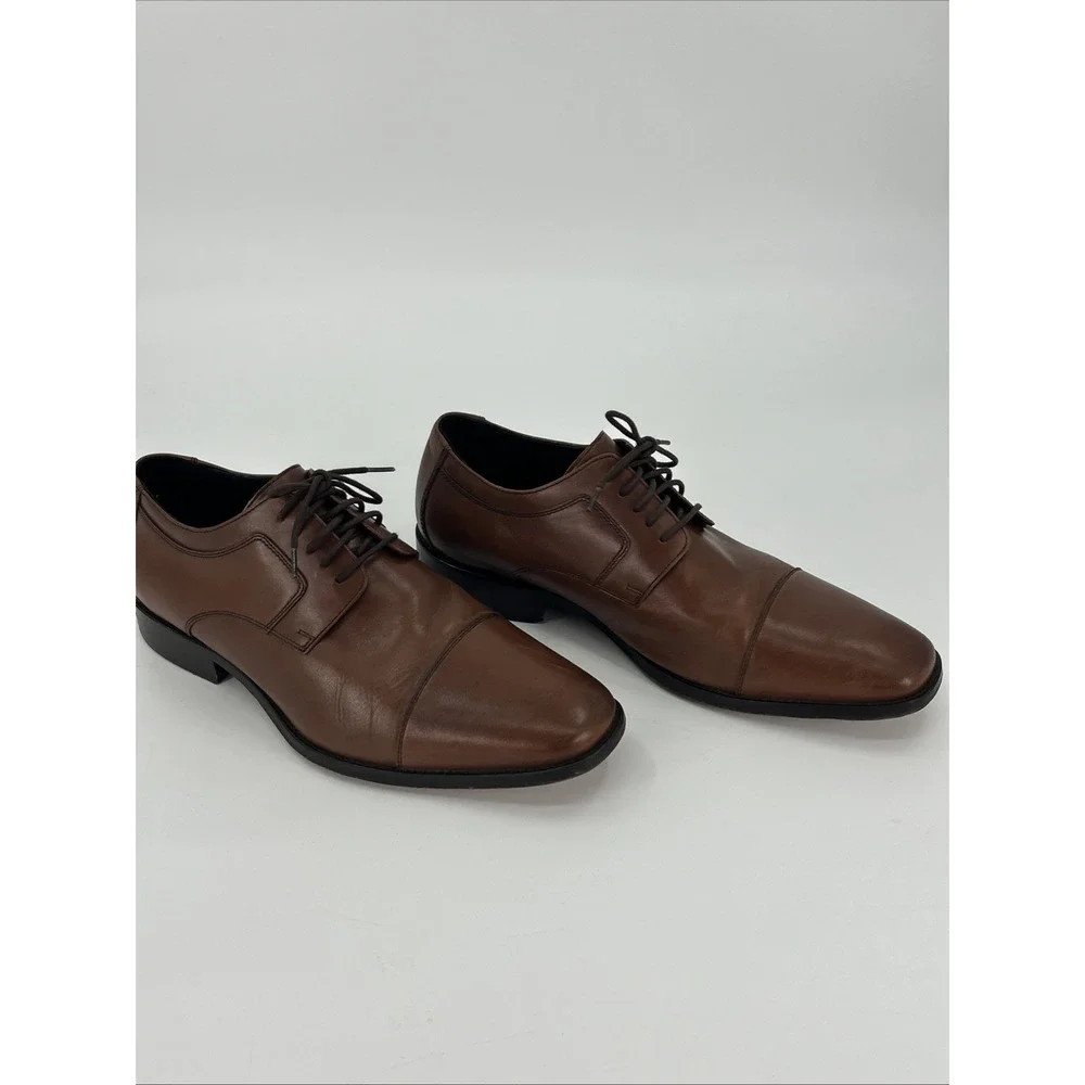 Johnston & Murphy Mens Brown Leather Cap Toe Oxford‎ Dress Shoes 24-9150